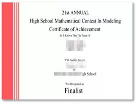 21届HiMCM决赛奖(Finalist,前7%) 21届HiMCM决赛奖(Finalist,前7%)